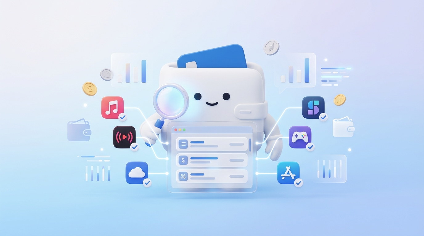 List features to look for in a subscription tracking app for budgeting purposes.